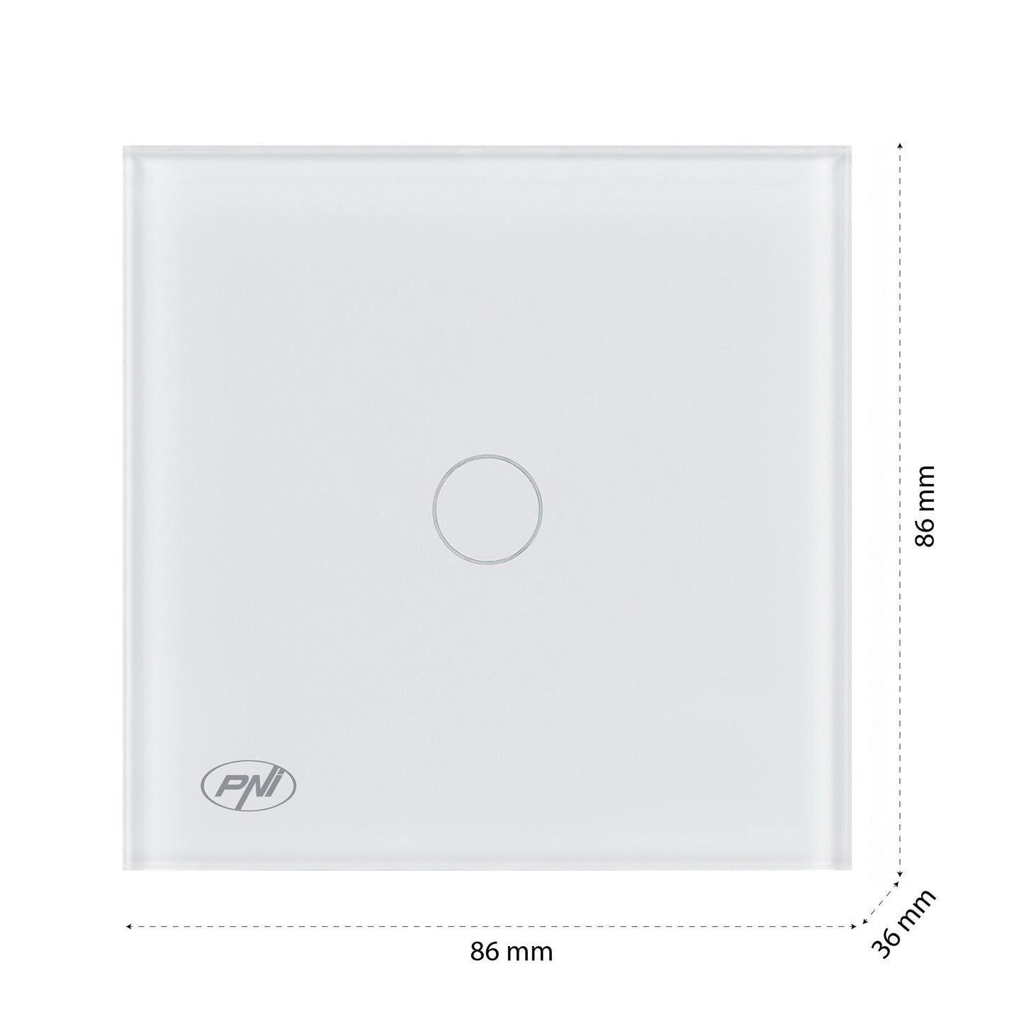Intrerupator cap scara si cap cruce simplu cu touch PNI CS101W din sticla, alb cu LED indicator, 800W