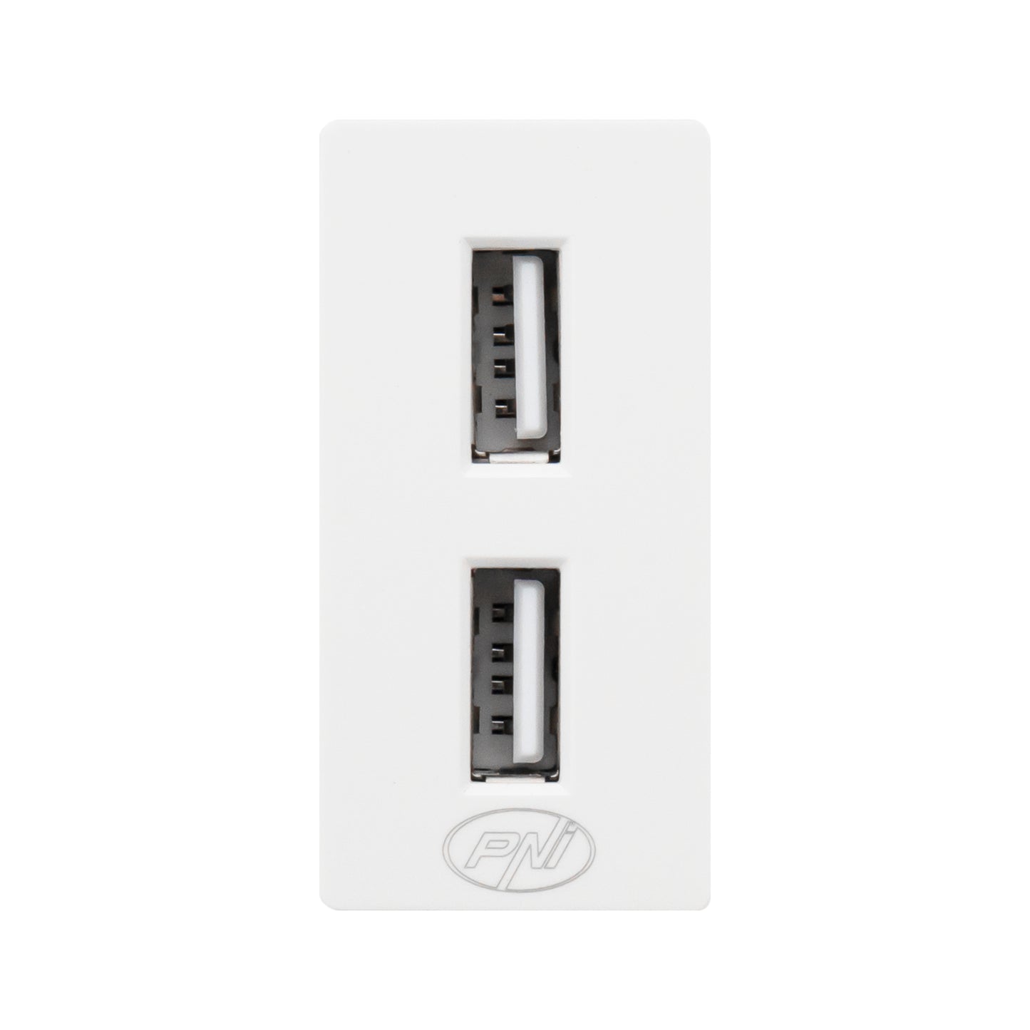 Priza alimentare 2 x USB PNI UB20, 5V 2.4A, max. 12W, modulara, tip F 1/2, montaj incastrat