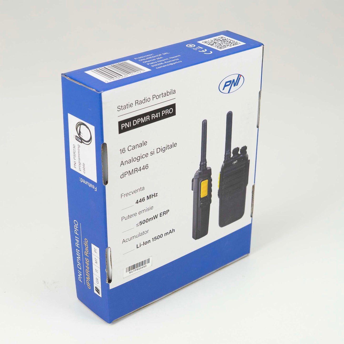 Statie radio portabila PNI DPMR R41 PRO 0.5W, 16CH, VOX, programabila, 1500mAh, casti cu microfon incluse