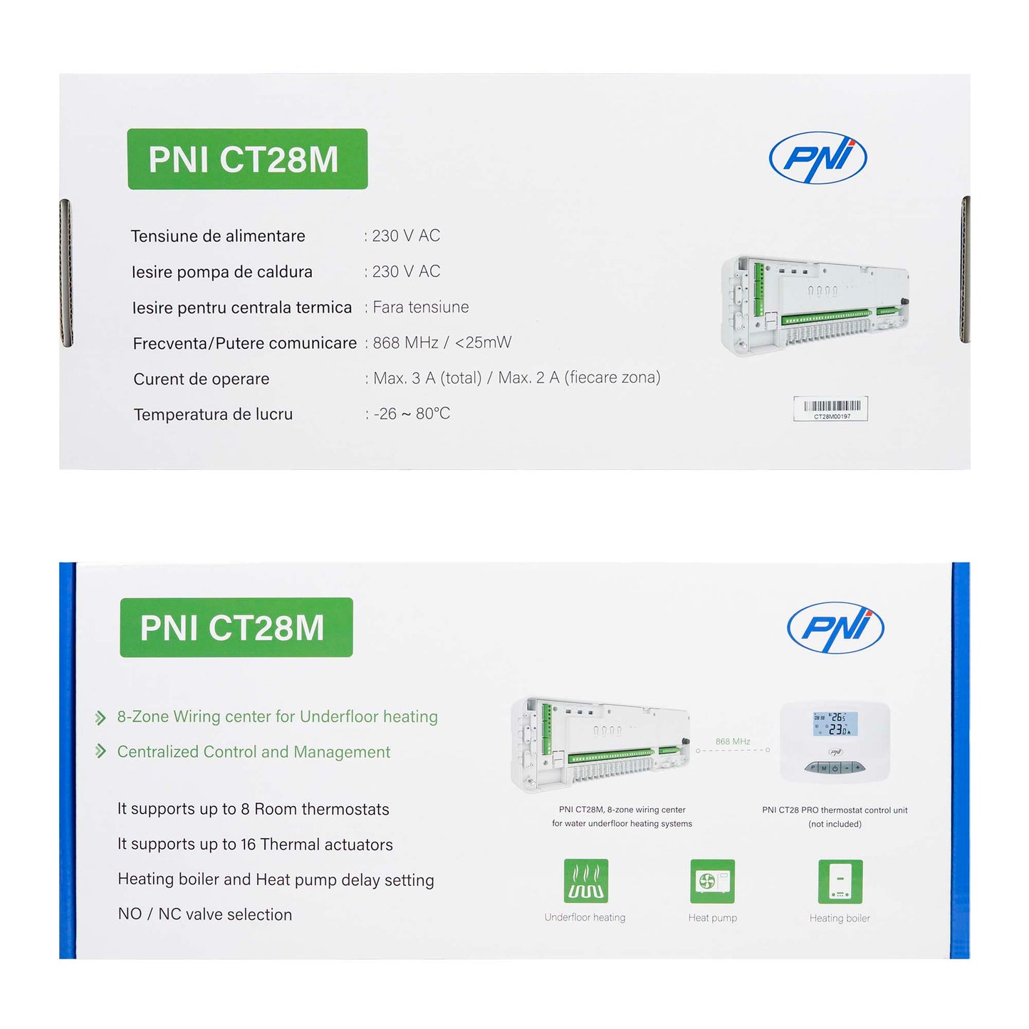 Modul de control PNI CT28M cu 8 zone, pentru electrovane, actuatoare termice incalzire in pardoseala