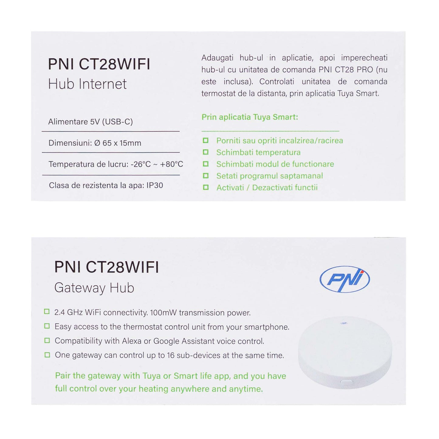 Hub Internet PNI CT28WIFI pentru modul de control PNI CT28 cu 8 zone incalzire in pardoseala