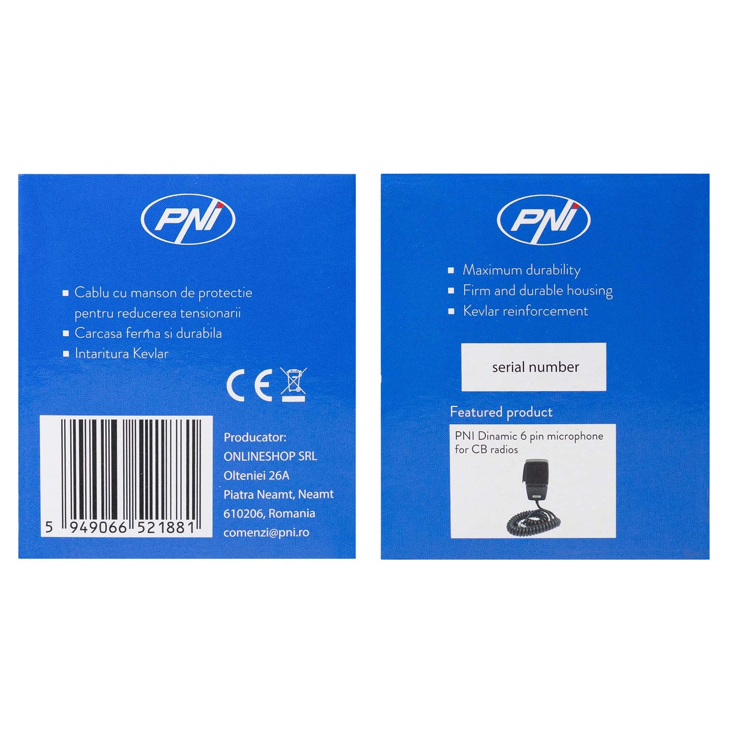 Microfon PNI CDS06 tip condenser cu 6 pini pentru statie radio CB, compatibil cu statii CB President, Midland, Albrecht