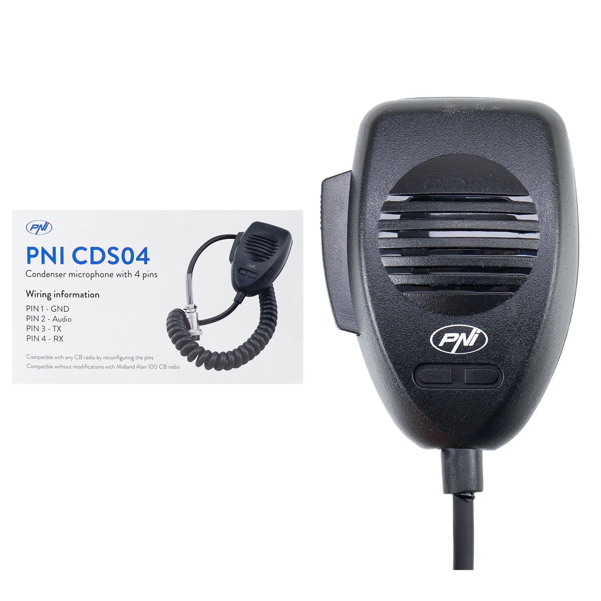 Microfon PNI CDS04 tip condenser cu 4 pini pentru statie radio CB