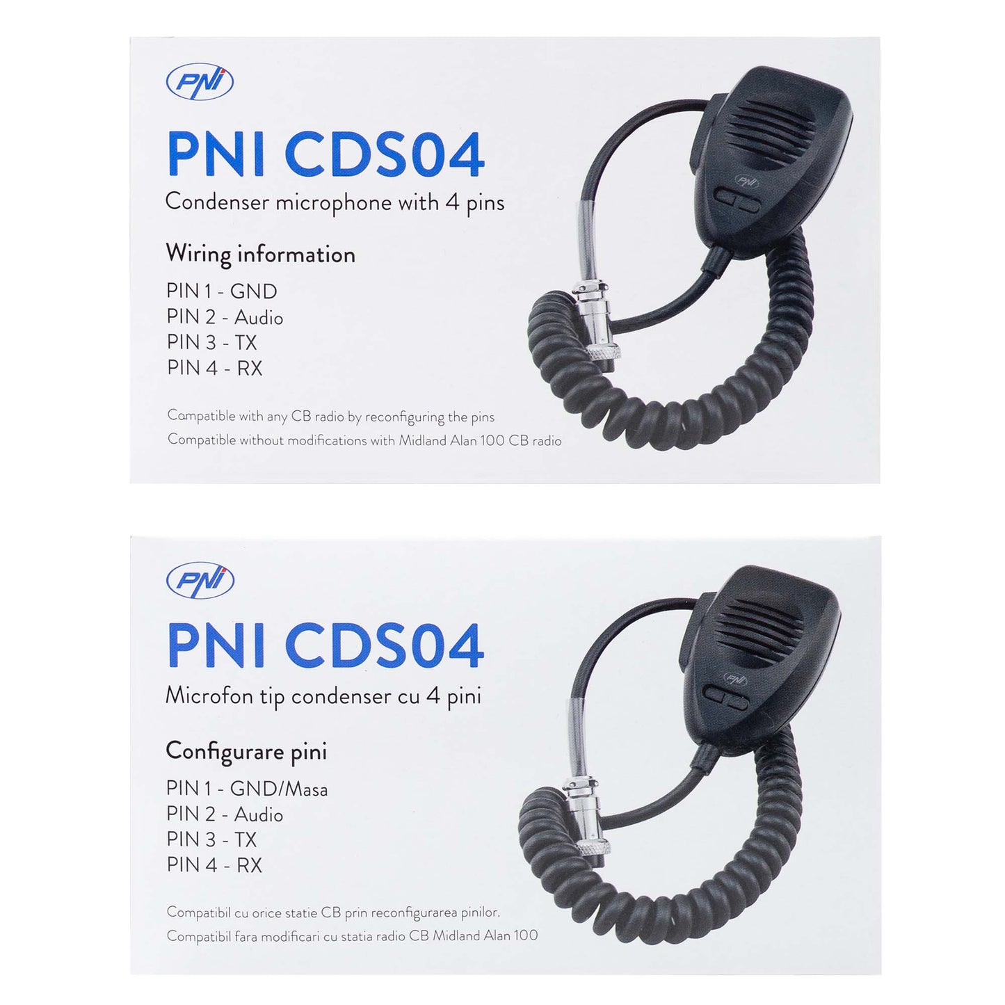 Microfon PNI CDS04 tip condenser cu 4 pini pentru statie radio CB