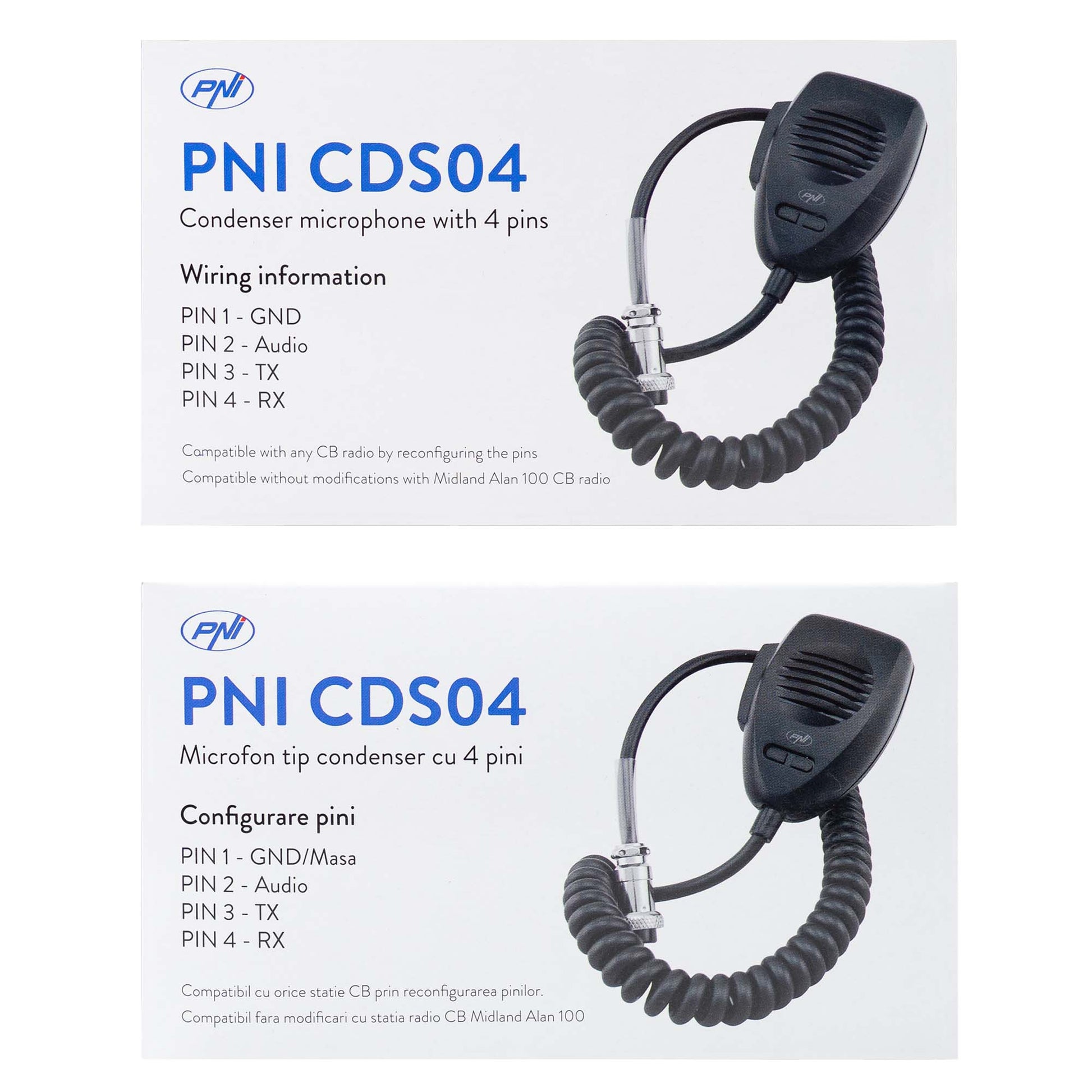 Microfon PNI CDS04 tip condenser cu 4 pini pentru statie radio CB
