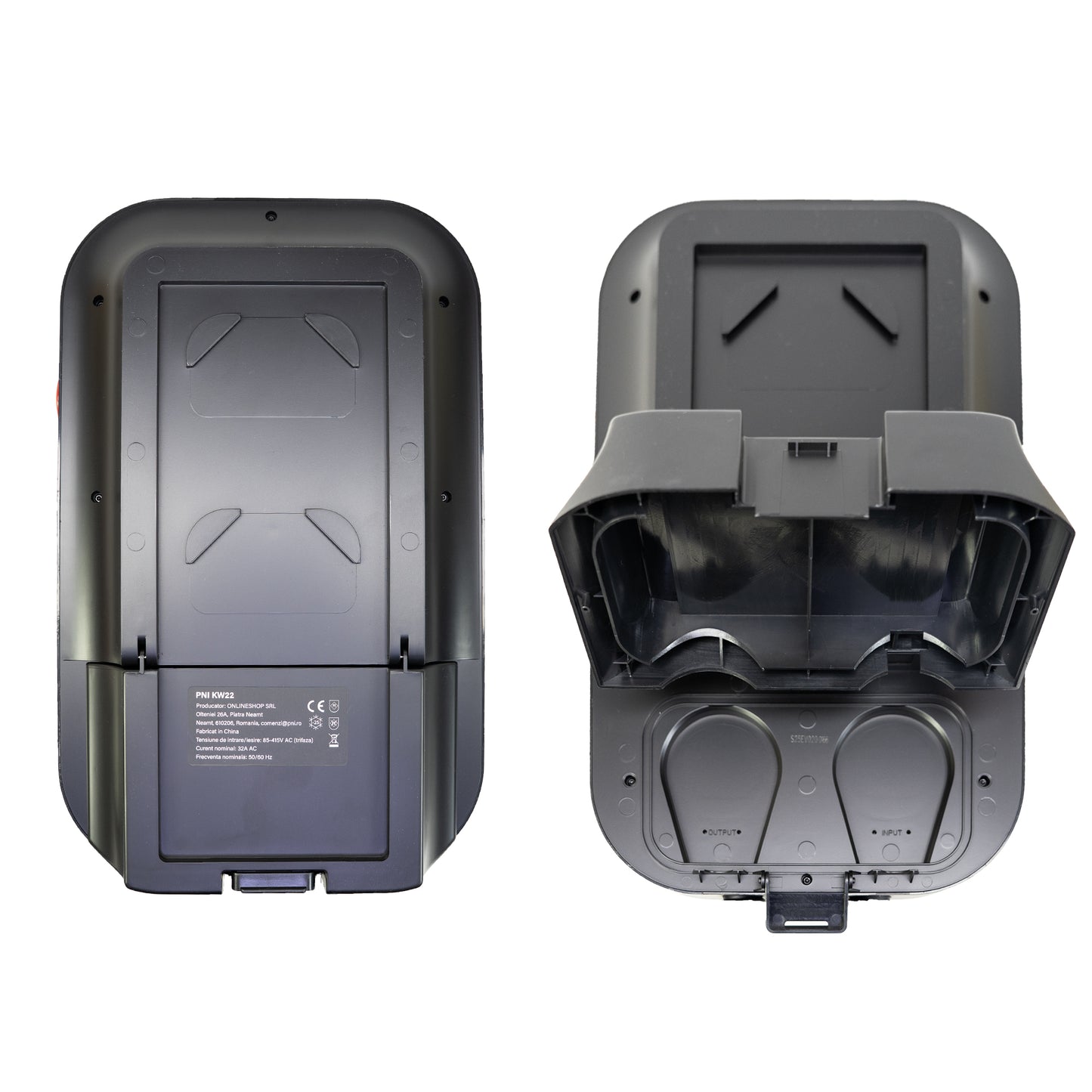 Statie de incarcare PNI KW22 32A, 22KW, pentru masini electrice, 85V - 415V, trifazat, cablu Type 2 cu 7 pini, ecran 3.5 inch, cu Bluetooth, control din aplicatie, activare incarcare prin aplicatie si card RFID, IP55