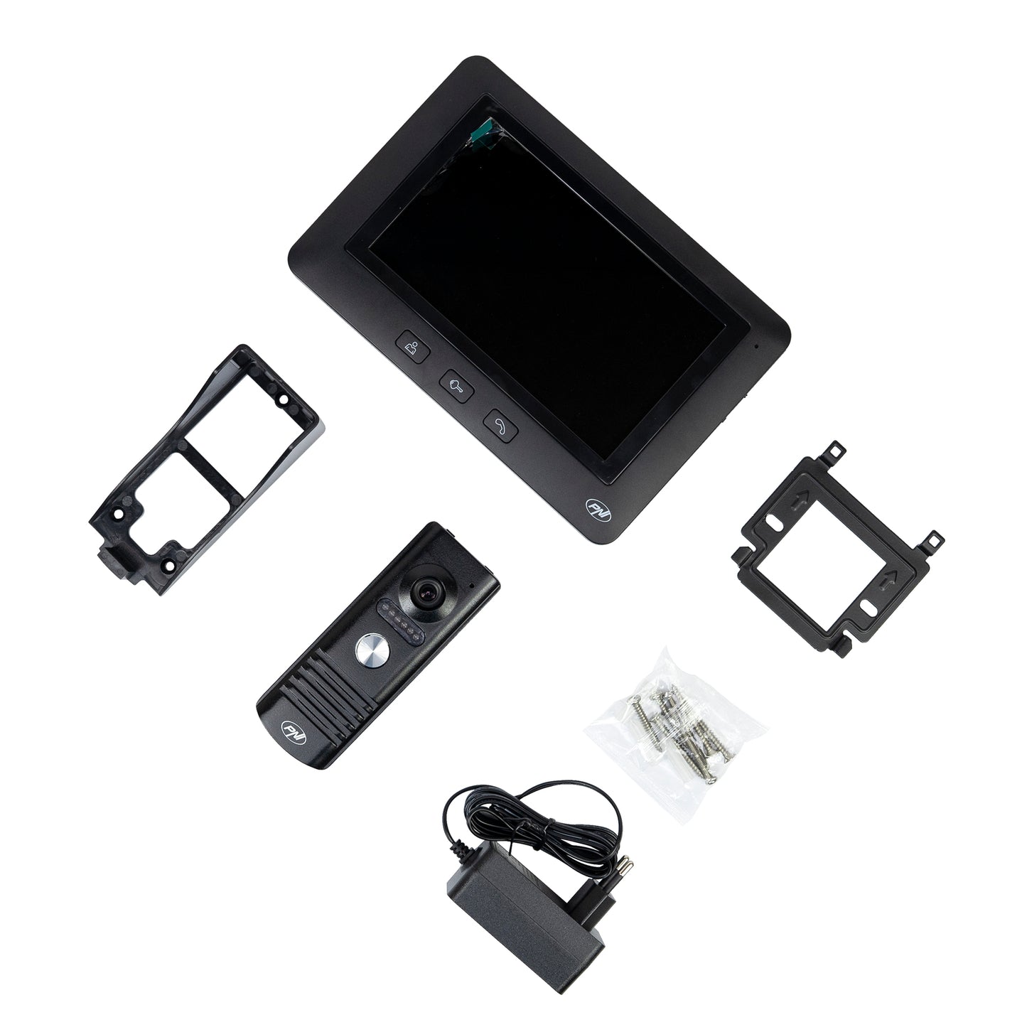Interfon video PNI DF930 cu 1 monitor, ecran LCD 7 inch, 800x480, iesire yala electromagnetica, negru