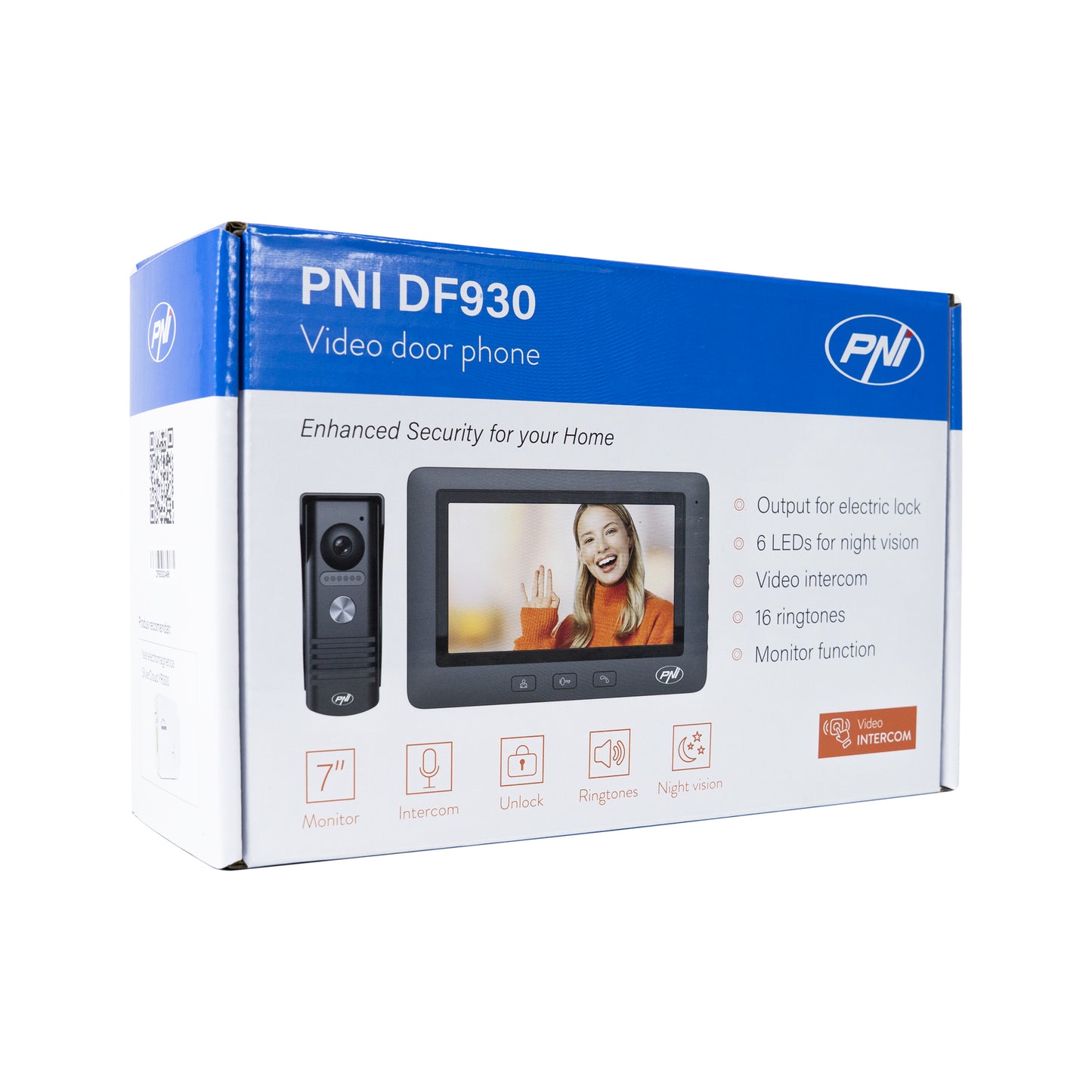 Interfon video PNI DF930 cu 1 monitor, ecran LCD 7 inch, 800x480, iesire yala electromagnetica, negru