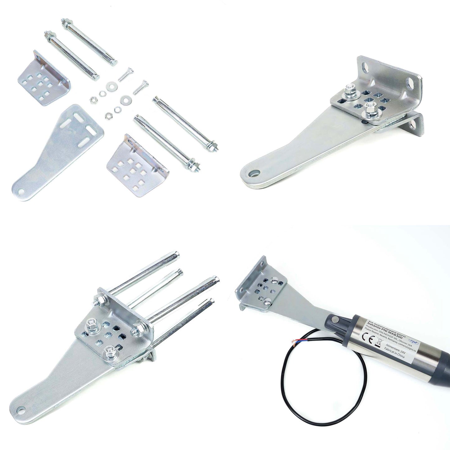 Kit automatizare porti batante PNI MAB300, cu 2 motoare 40W, telecomenzi si panou de control, fotocelule si lampa, lungime poarta 2 x 2.5m max, greutate poarta 200Kg