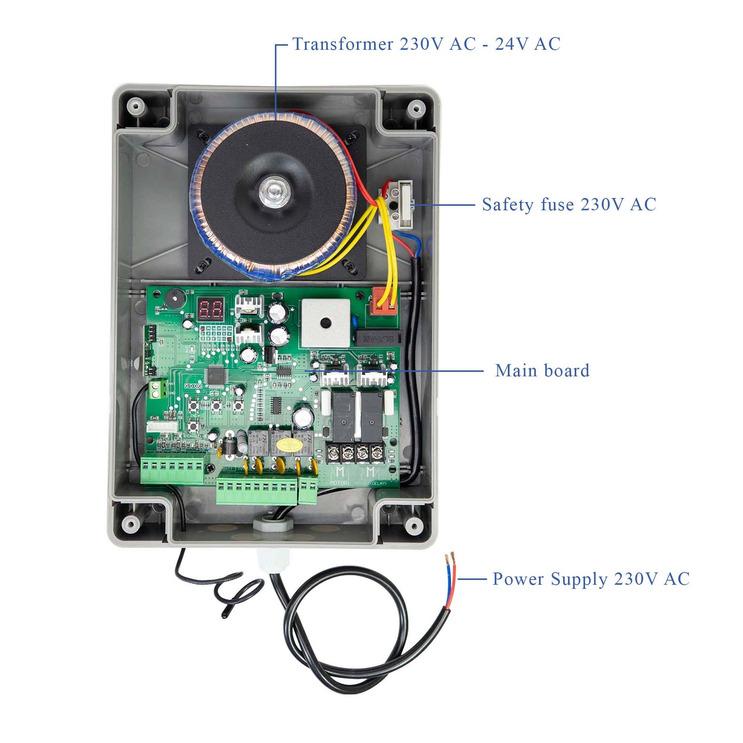 Kit automatizare porti batante PNI MAB300, cu 2 motoare 40W, telecomenzi si panou de control, fotocelule si lampa, lungime poarta 2 x 2.5m max, greutate poarta 200Kg