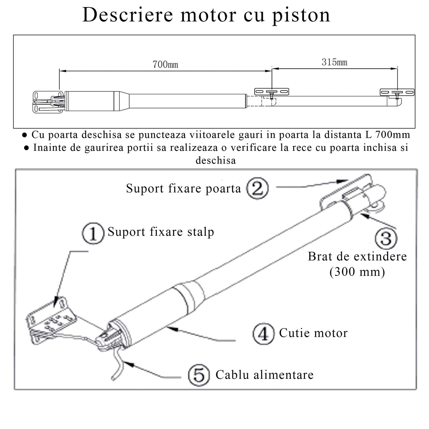 Kit automatizare porti batante PNI MAB300, cu 2 motoare 40W, telecomenzi si panou de control, fotocelule si lampa, lungime poarta 2 x 2.5m max, greutate poarta 200Kg