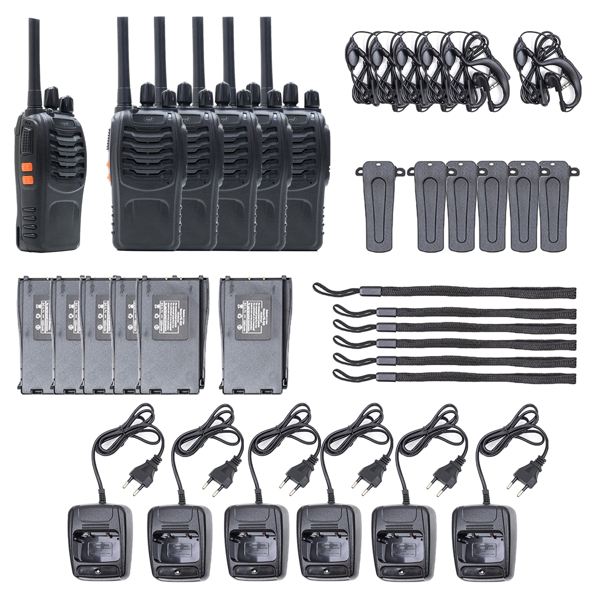 Kit 6 statii radio portabile PNI PMR R40 PRO acumulatori, incarcatoare si casti incluse