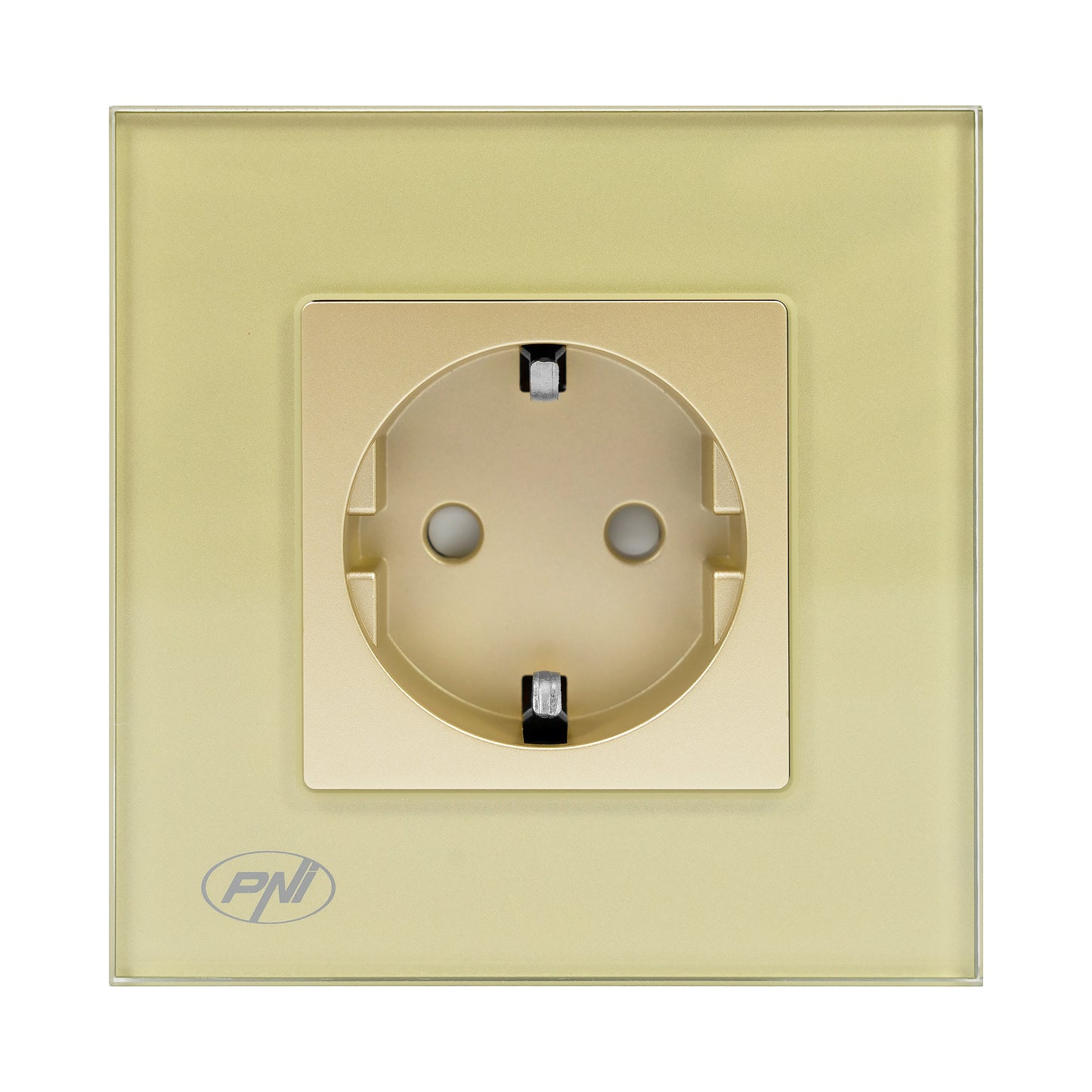 Priza simpla incastrabila PNI WP101G cu rama din sticla, Gold culoare auriu, 16A 3000W