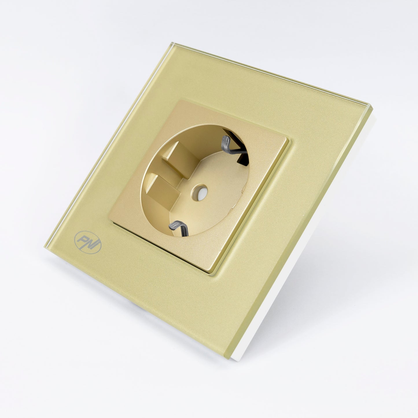 Priza simpla incastrabila PNI WP101G cu rama din sticla, Gold culoare auriu, 16A 3000W