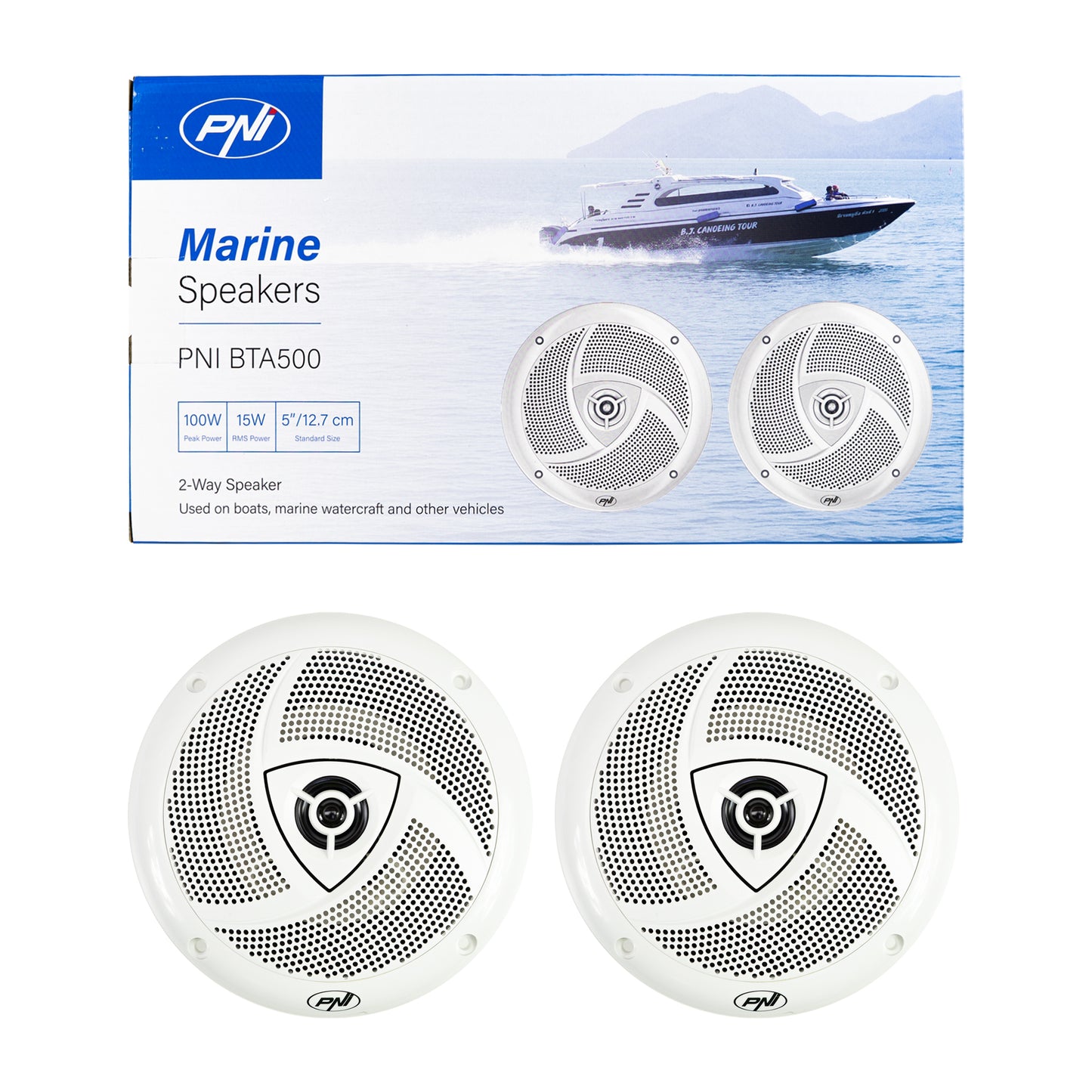 Difuzoare coaxiale pentru barci PNI BTA500 100W, 12.7 cm, set 2 buc