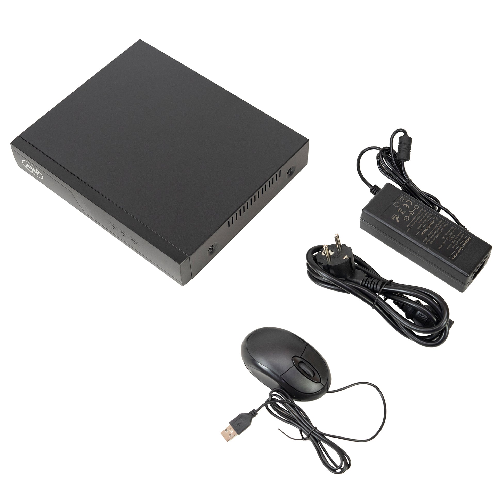 NVR POE PNI House IP716J, 16 canale 4K 8MP, 8 canale POE si 8 canale IP, negru