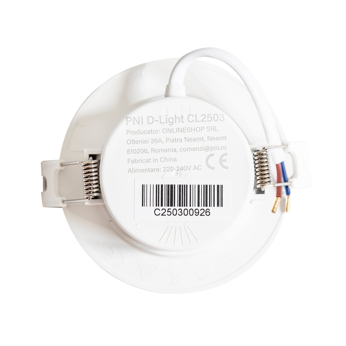 Spot LED PNI D-Light CL2503 3W, incastrabil, rotund 9 cm, 6400K, alimentare 230V, 330 lm, alb rece