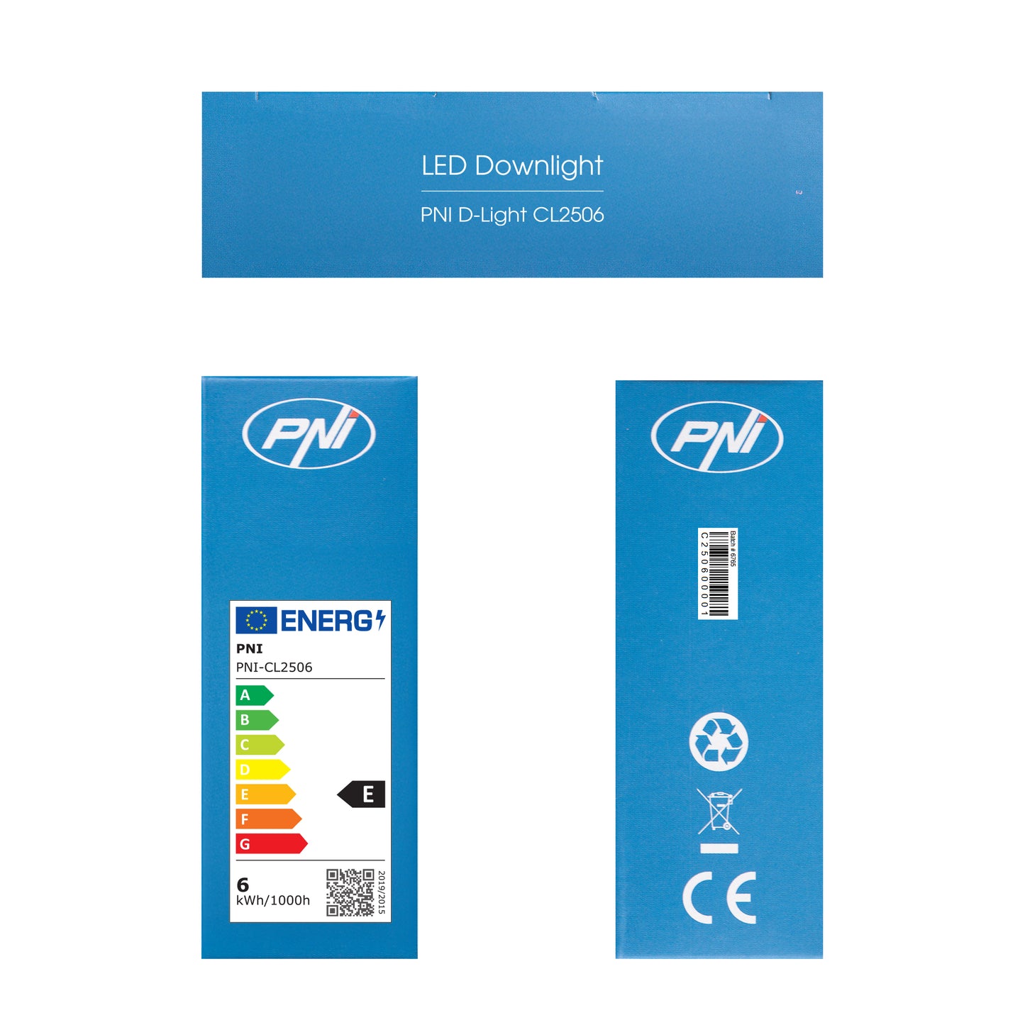 Spot LED PNI D-Light CL2506 6W, incastrabil, rotund 120 cm, 6400K, alimentare 230V, 660 lm, alb rece