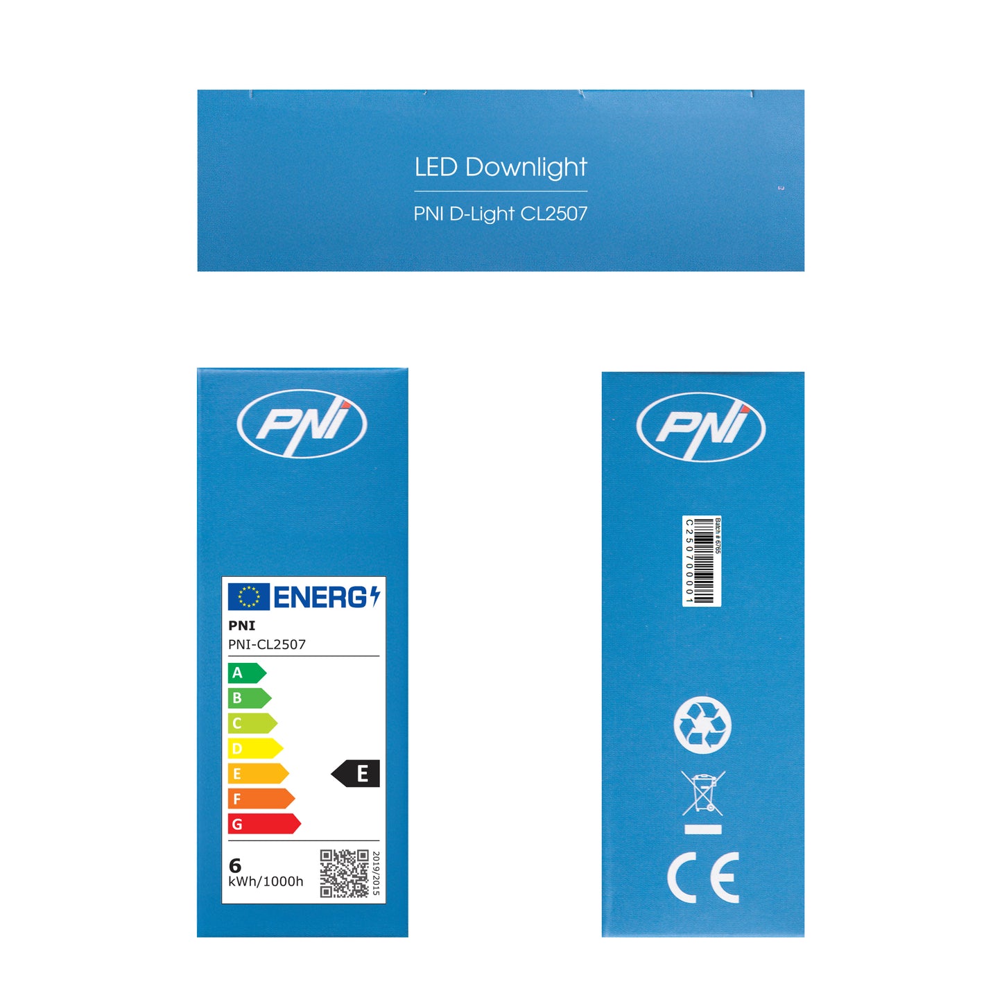 Spot LED PNI D-Light CL2507 6W, incastrabil, rotund 12 cm, 4200K, alimentare 230V, 660 lm, alb neutru