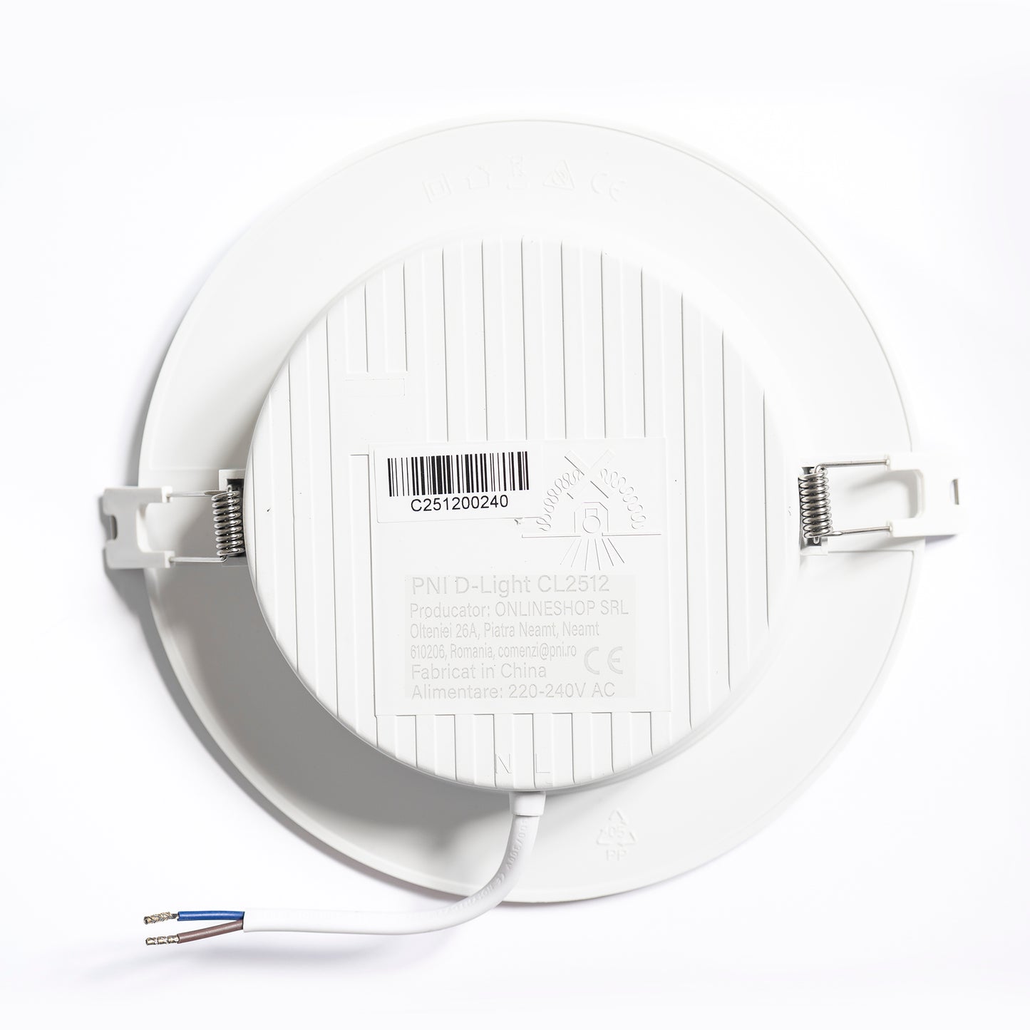 Spot LED PNI D-Light CL2512 12W, incastrabil, rotund 17 cm, 4200K, alimentare 230V, 1320 lm, alb neutru
