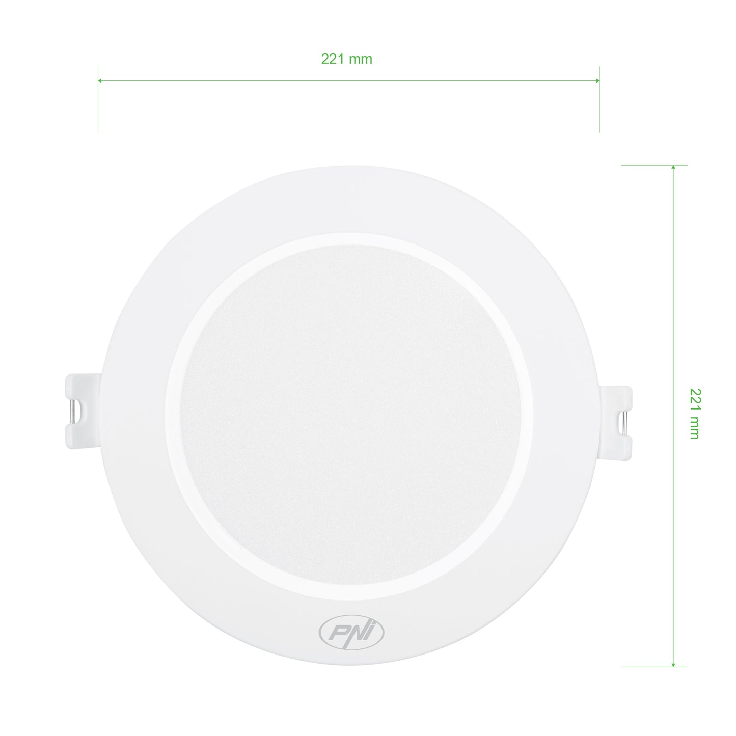 Spot LED PNI D-Light CL2518 18W, incastrabil, rotund 22 cm, 6400K, alimentare 230V, 1980 lm, alb rece