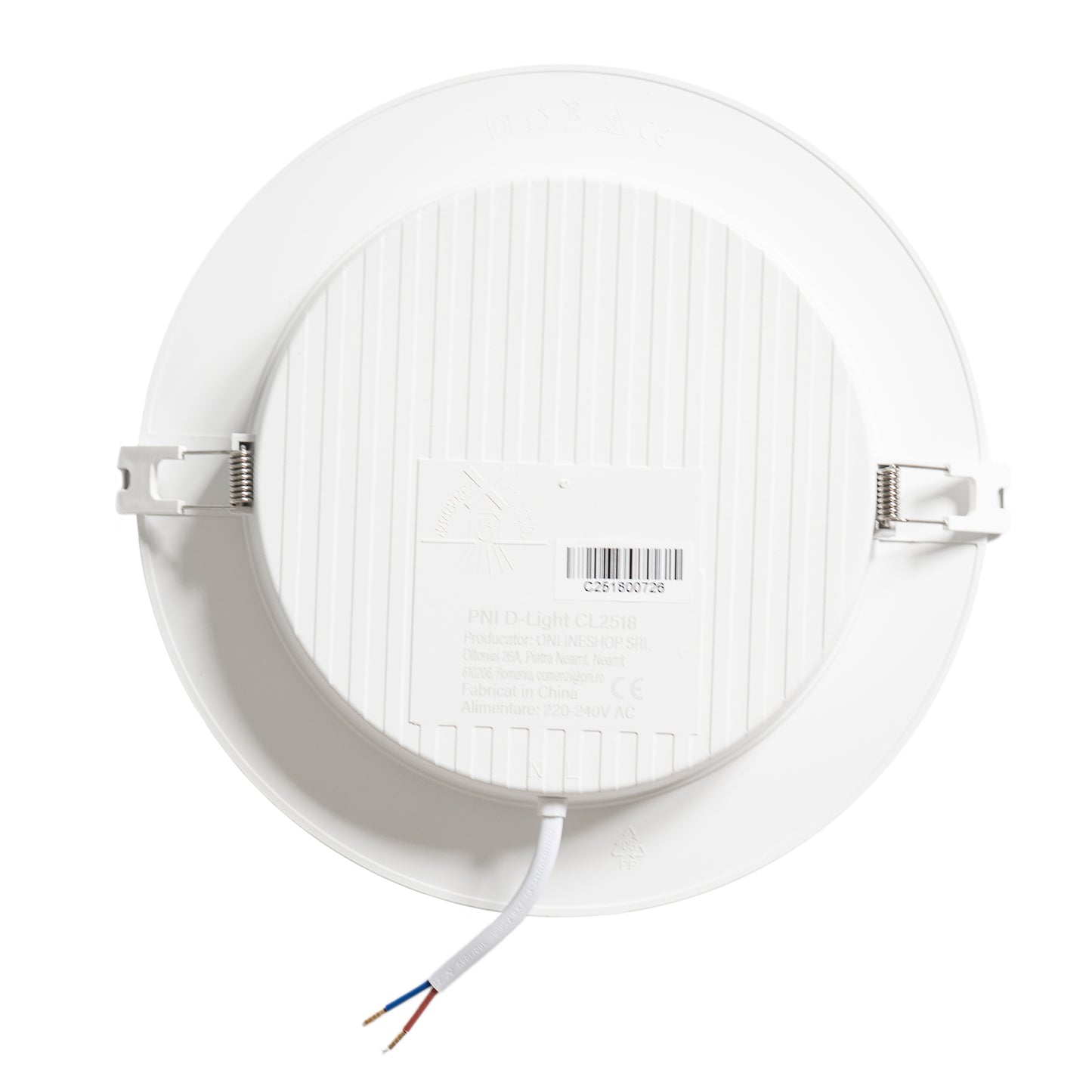 Spot LED PNI D-Light CL2518 18W, incastrabil, rotund 22 cm, 6400K, alimentare 230V, 1980 lm, alb rece