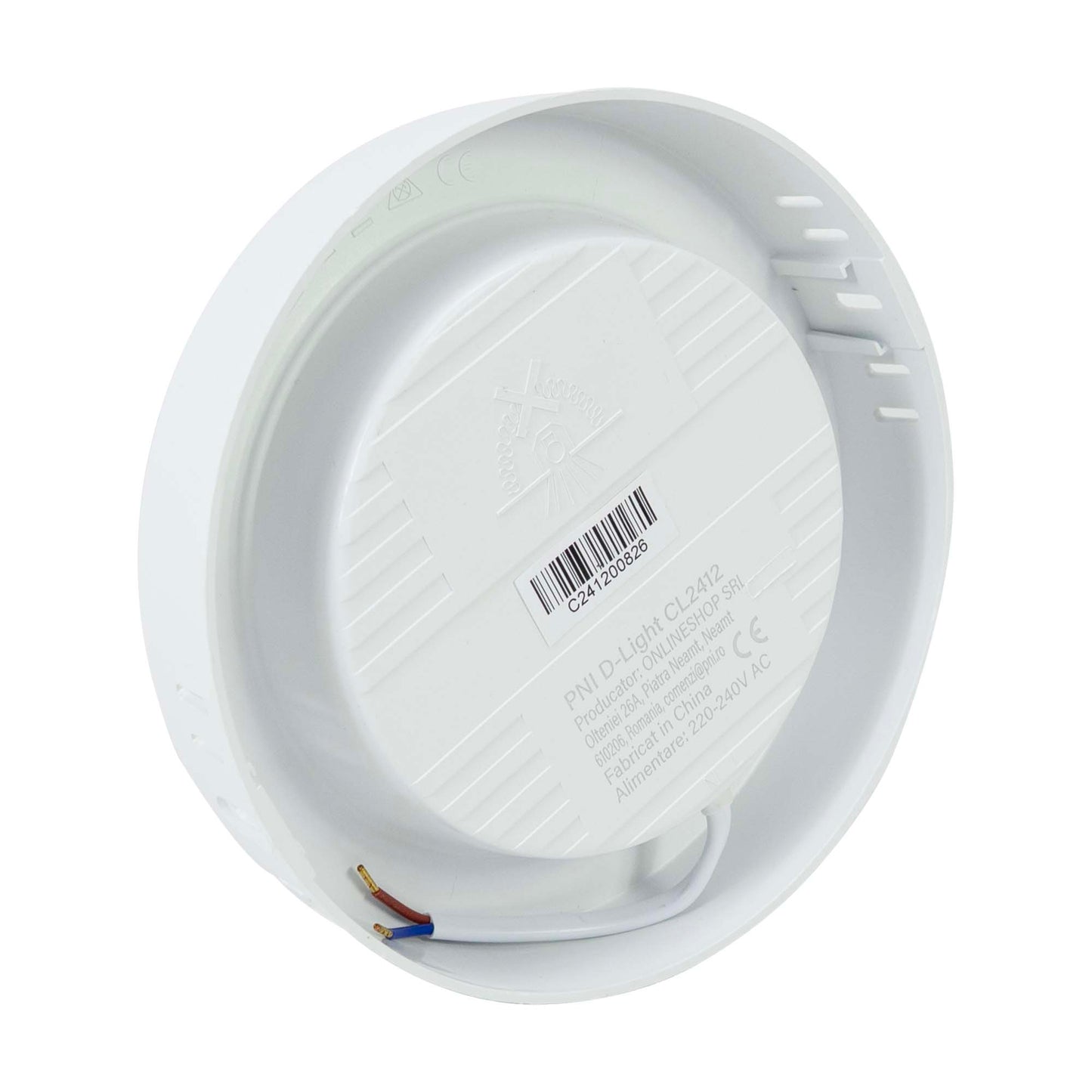 Plafoniera LED PNI D-Light CL2412 12W, rotunda 16.7 cm, 6400K, alimentare 230V, 1320 lm, alb rece