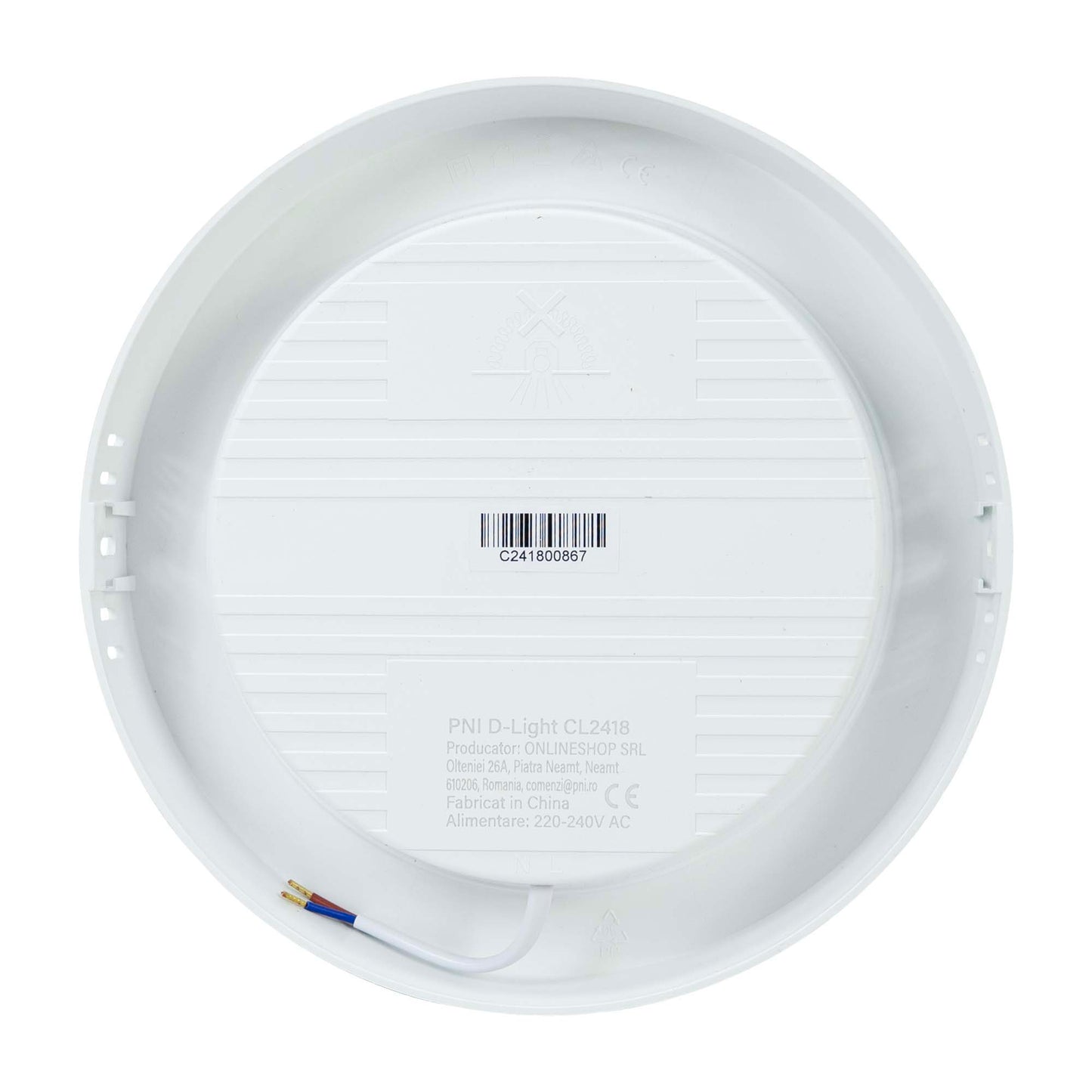Plafoniera LED PNI D-Light CL2418 18W, rotunda 21.7 cm, 6400K, 230V, 1980 lm, alb rece