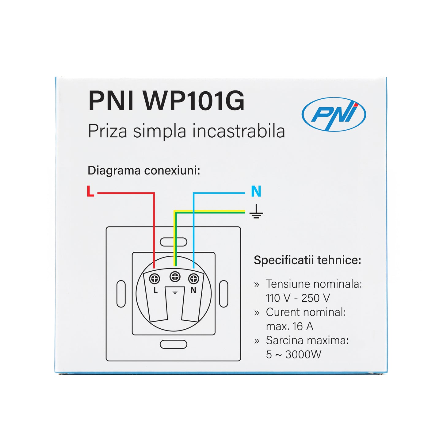 Priza simpla incastrabila PNI WP101G cu rama din sticla, Gold culoare auriu, 16A 3000W