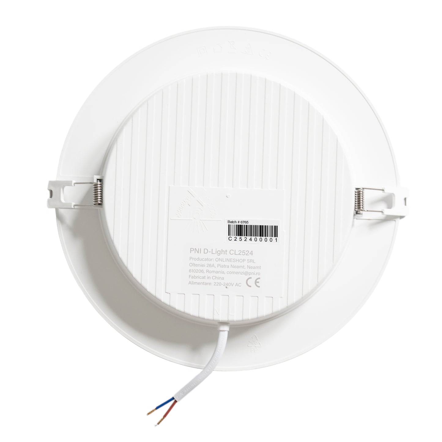 Spot LED PNI D-Light CL2524 24W, incastrabil, rotund 29 cm, 6400K, alimentare 230V, 2640 lm, alb rece