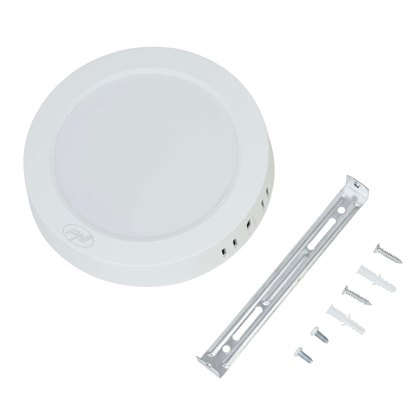 Plafoniera LED PNI D-Light CL2412 12W, rotunda 16.7 cm, 6400K, alimentare 230V, 1320 lm, alb rece