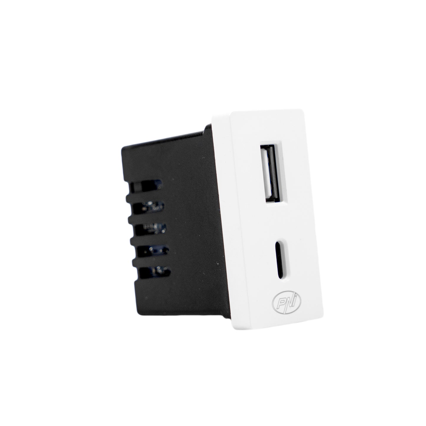 Priza alimentare 2 x USB PNI UB30, USB-A USB-C, 12V/9V/5V, max. 20W, modulara, tip F 1/2, montaj incastrat