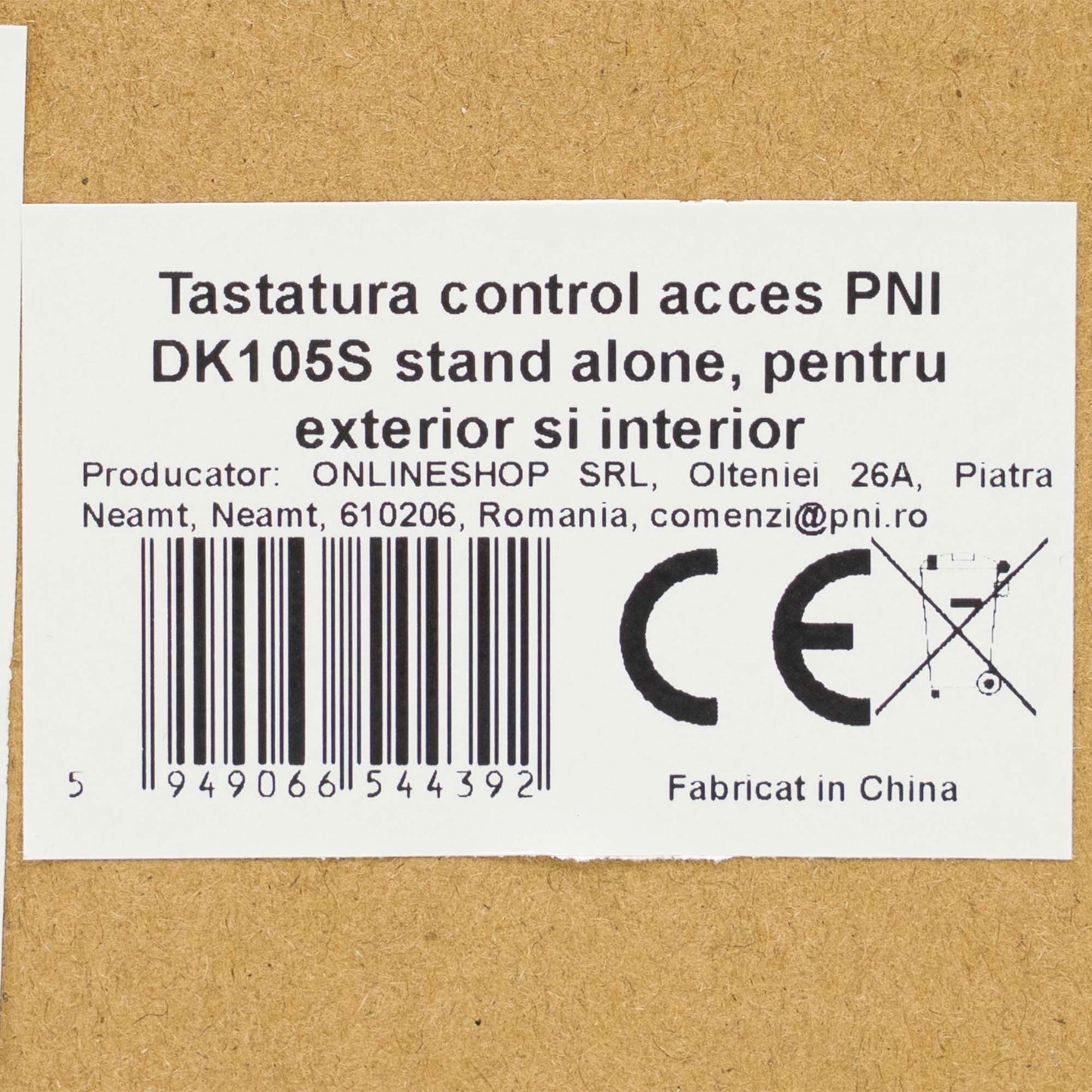 Tastatura control acces PNI DK105S stand alone pentru exterior si interior