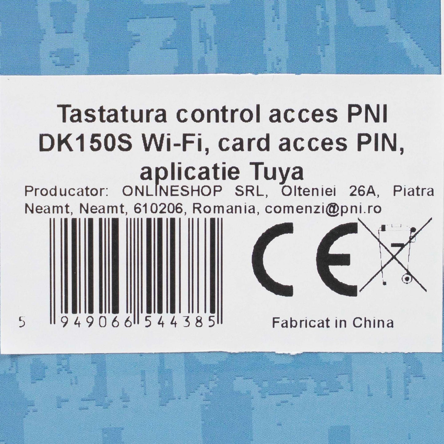Tastatura control acces PNI DK150S cu Wi-Fi, card acces, PIN si aplicatie Tuya, negru