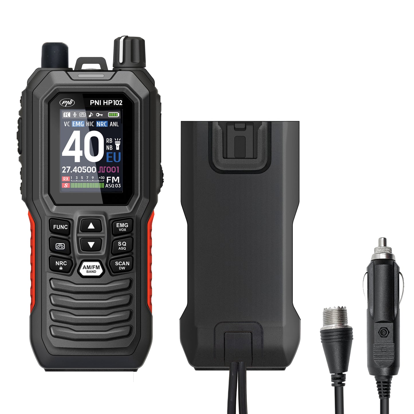 Statie radio CB portabila PNI Escort HP 102 multi standard, 4W, 12V-24V, AM-FM, NRC, Dual Watch, Roger Beep, ASQ SQ reglabil, VOX