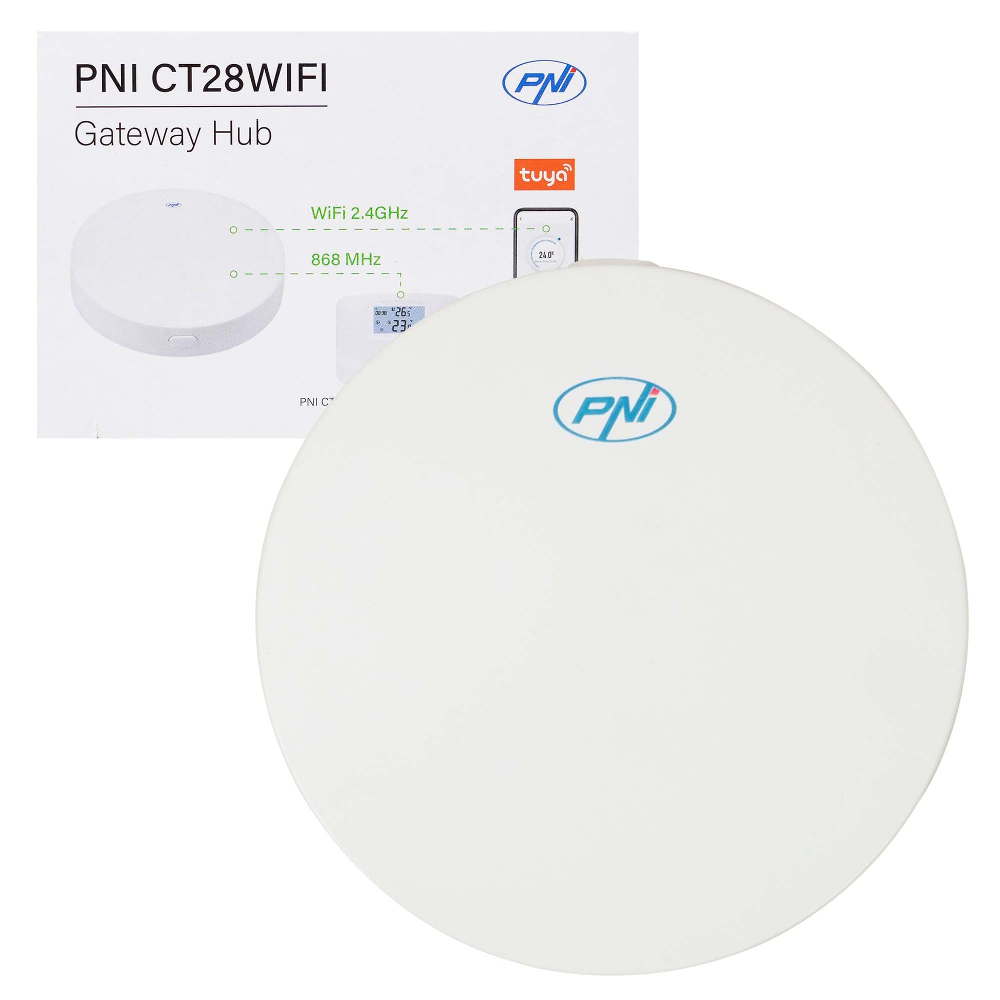 Kit automatizare Wi-Fi PNI CT28 Pro 4 pentru incalzire in pardoseala, aplicatie de mobil Tuya Smart, 4 unitati comanda si hub internet inclus