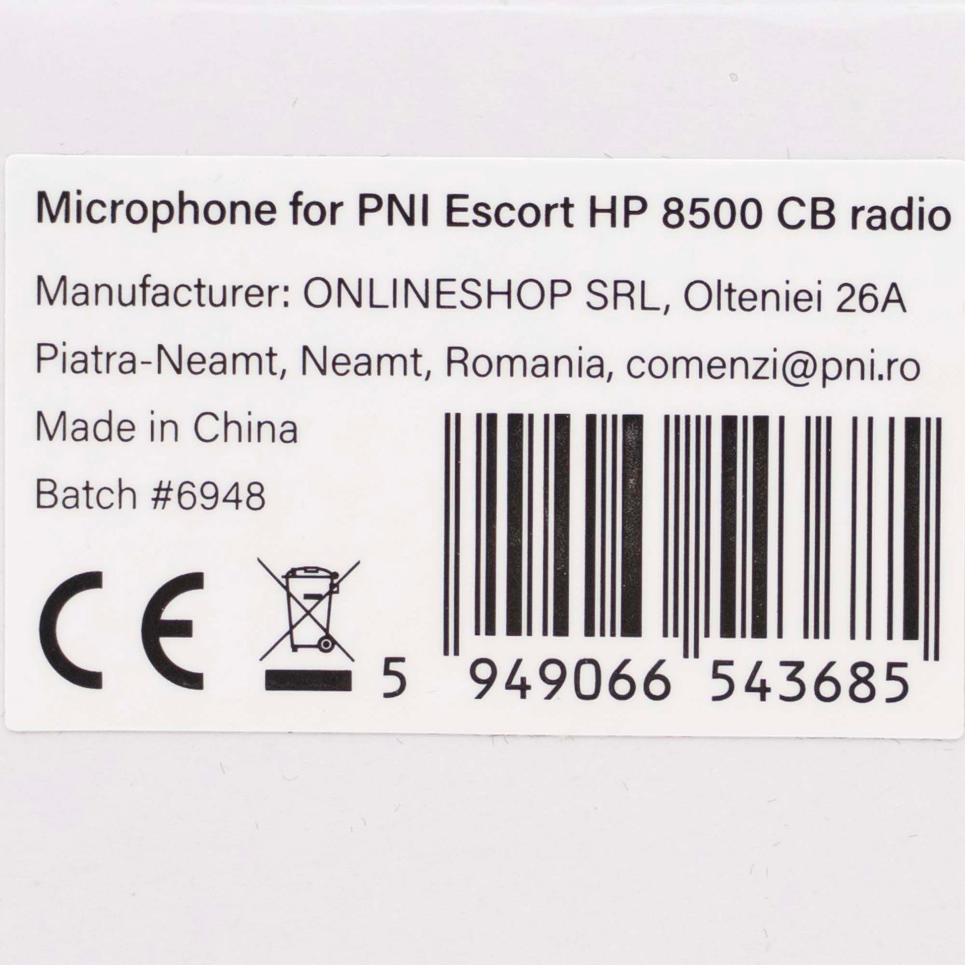 Microfon de schimb PNI MK8500 pentru statie radio CB PNI Escort HP 8500 cu mufa RJ45, negru