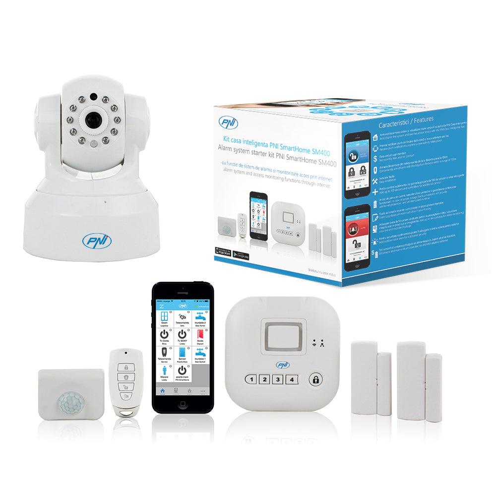 Kit casa inteligenta PNI SmartHome SM400 + camera video SM460 sistem de alarma si monitorizare video  prin internet