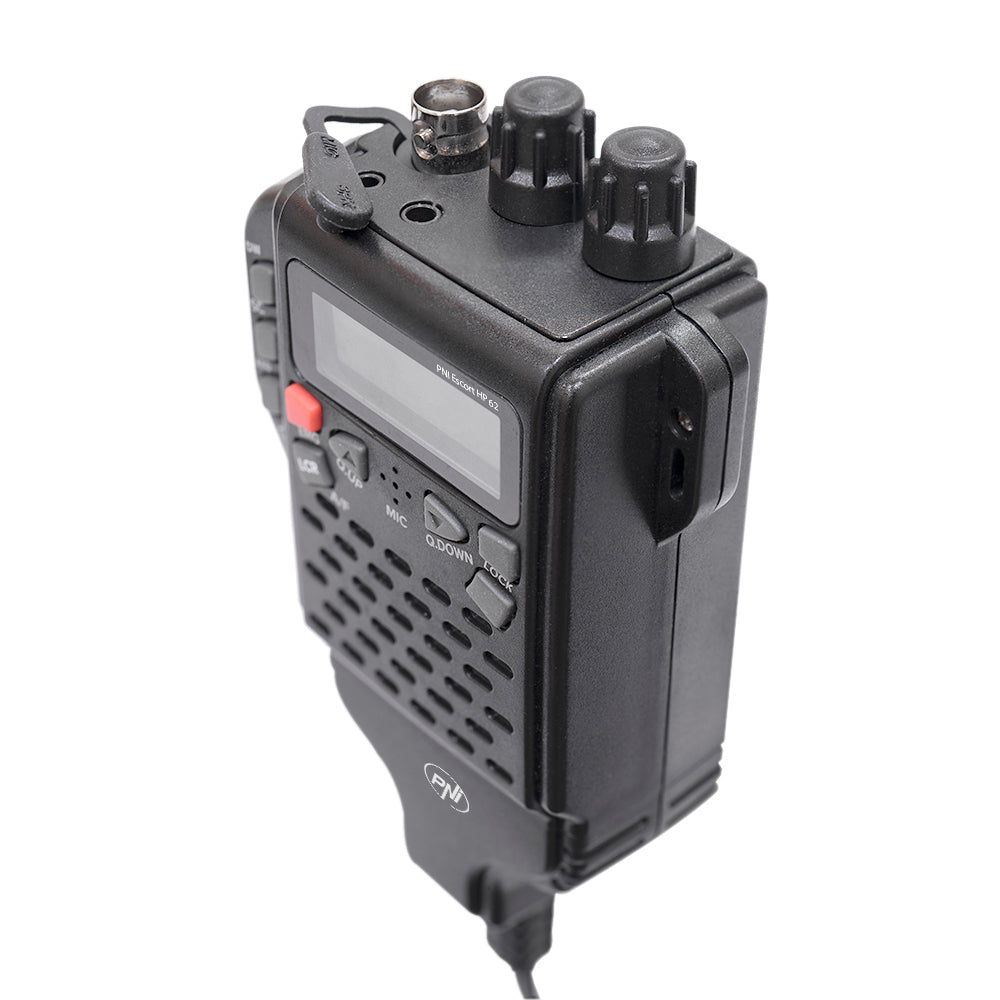 Statie radio CB portabila PNI Escort HP 62, multi standard, 4W, 12V, AM-FM, ASQ reglabil pe 5 niveluri, RF Gain pe 9 niveluri, Dual Watch, Scan, Lock