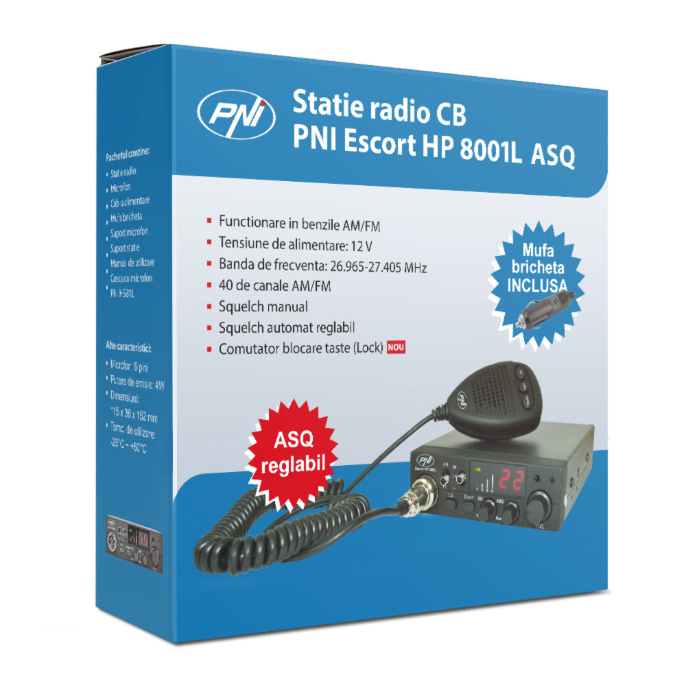 Statie radio CB PNI Escort HP 8001L ASQ include casti cu microfon HS81L