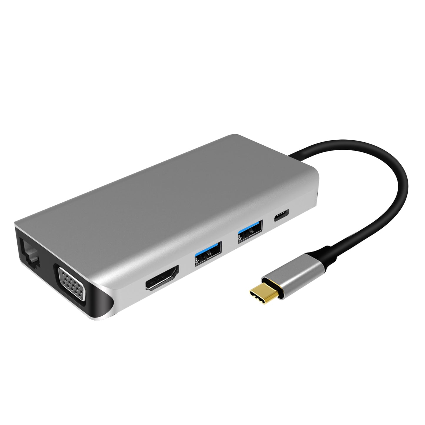 Adaptor multiport PNI MP10 USB-C la HDMI, VGA, 3 x USB 3.0, SD/TF, RJ45, audio 3.5, USB-C PD, 10 iesiri