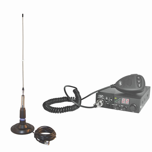 Kit Statie radio CB PNI ESCORT HP 8000L ASQ + Antena CB PNI ML160 cu magnet
