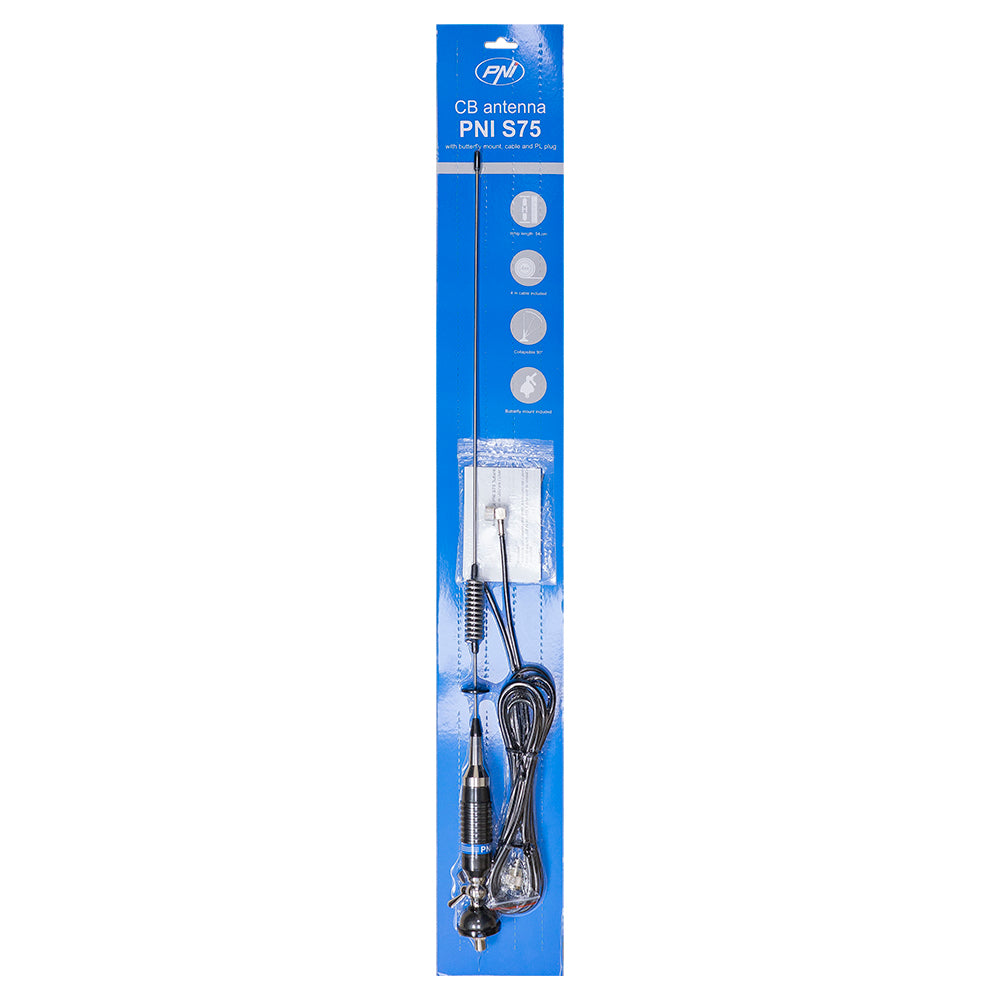 Pachet statie radio CB PNI ESCORT HP 8001L ASQ + Antena CB PNI S75 cu cablu si montura fixa