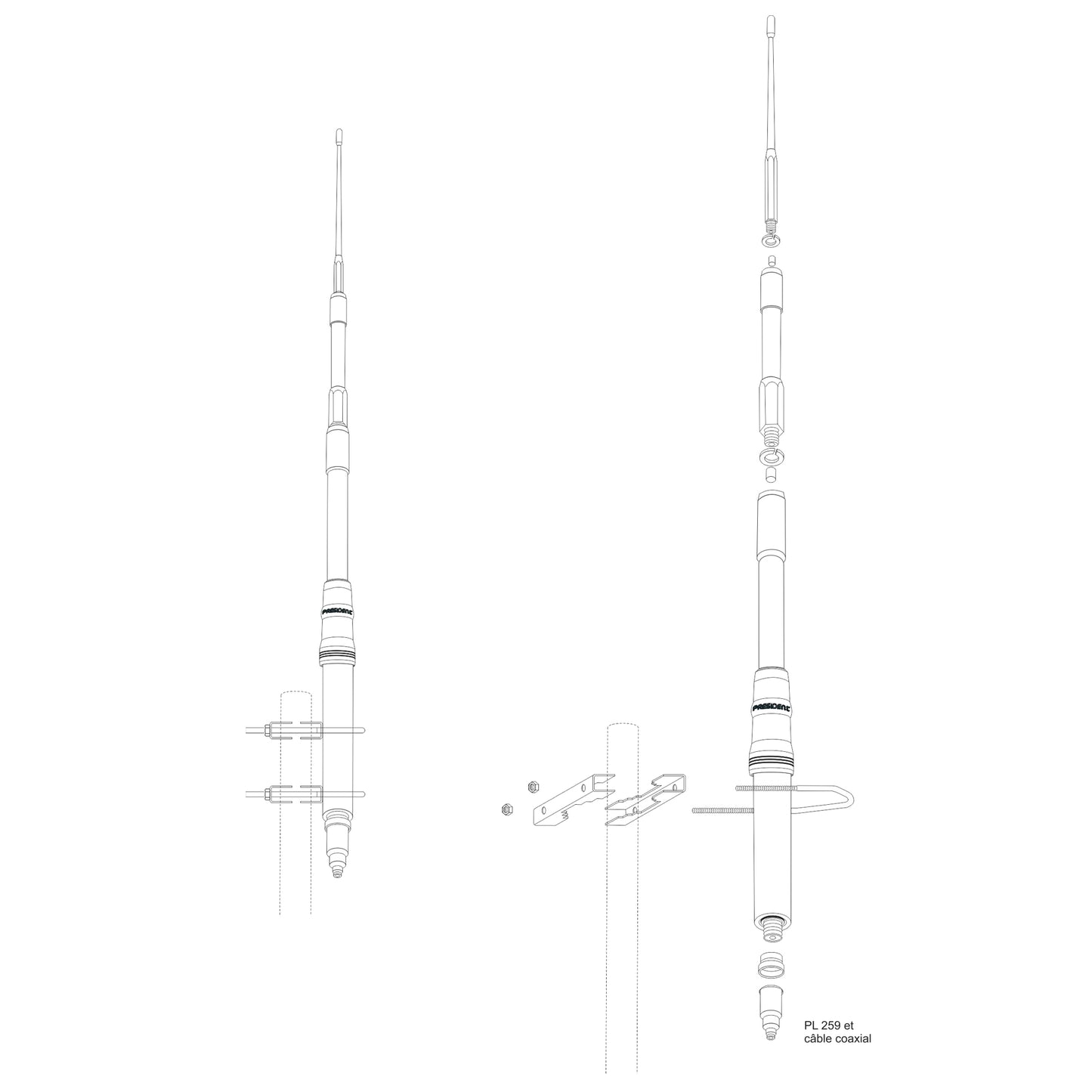 Antena CB President Himalaya 22-30 MHz, 2000W, 527cm, pentru cladiri
