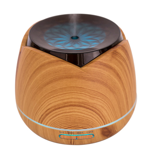 Difuzor aromaterapie PNI HU180 pentru uleiuri esentiale,  cu ultrasunete, 400 ml, timer, 7 culori LED, inchidere automata, Wood Grain
