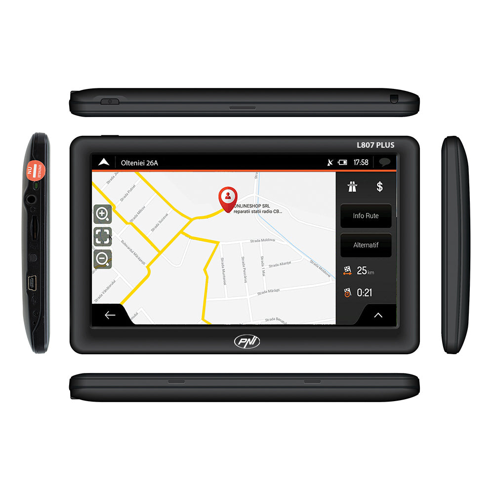 Sistem de navigatie GPS PNI L807 PLUS ecran 7 inch, 800 MHz, 256MB DDR, 8GB memorie interna, FM transmitter