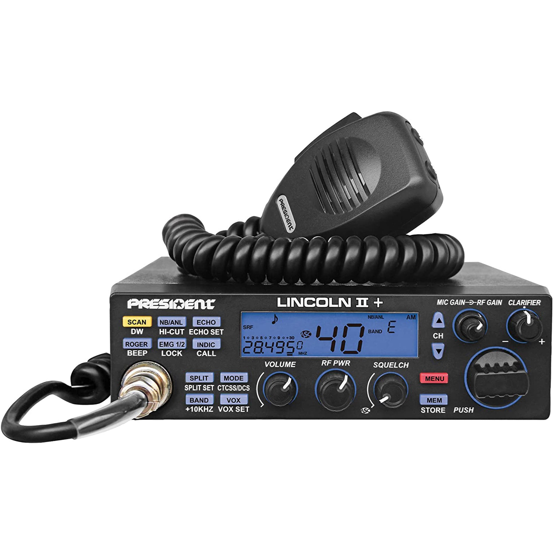 Statie radioamatori President LINCOLN II + ASC 10/12M, Roger Beep, ANL, NB, Hi-Cut Filter, AM-FM-USB-LSB-CW, Programabila, 12V