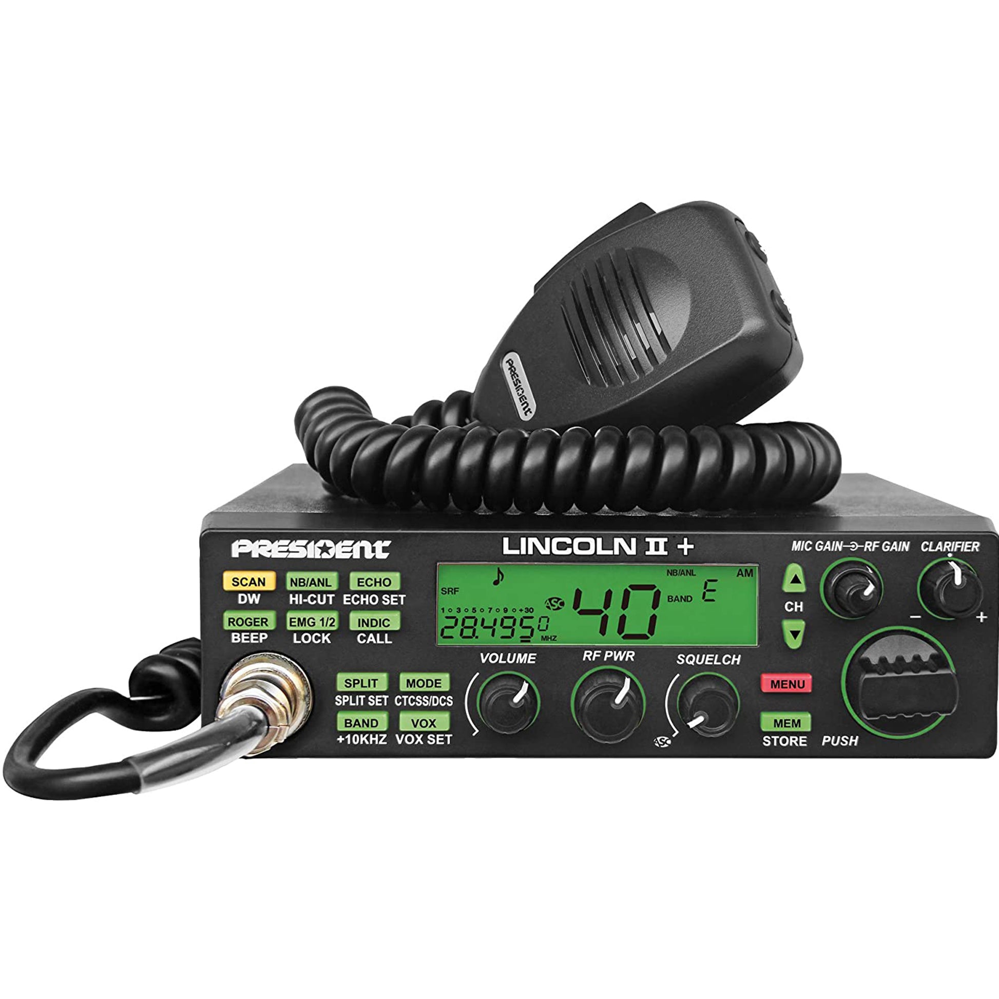 Statie radioamatori President LINCOLN II + ASC 10/12M, Roger Beep, ANL, NB, Hi-Cut Filter, AM-FM-USB-LSB-CW, Programabila, 12V