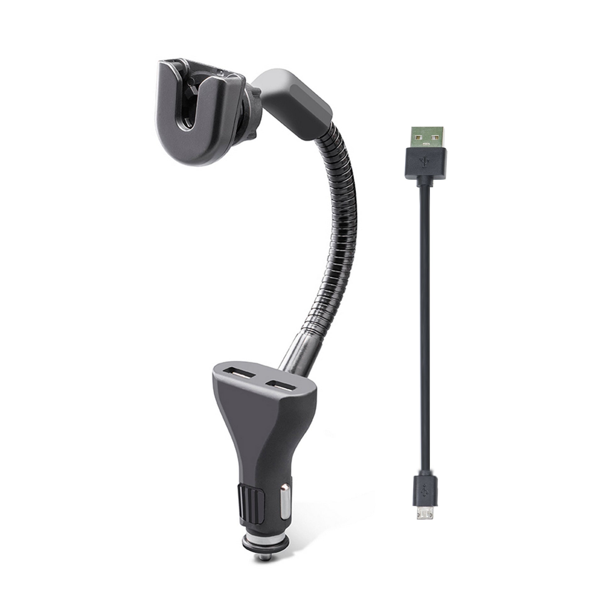 Incarcator auto Midland ST-DUAL USB cu suport pentru microfon, alimentare 12V