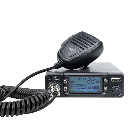 Statie radio CB PNI Escort HP 9700 USB, ANC, ASQ, alimentare 12V / 24V, functie PA, mufa de bricheta inclusa